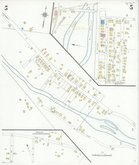 Sanborn Fire Insurance Map from Galeton, Potter County, Pennsylvania (1933), Sheet #0005 - Historic Sanborn Fire Insurance Map Print, vintage old map wall art, antique decor, genealogy gift, Pennsylvania Pennsylvania map