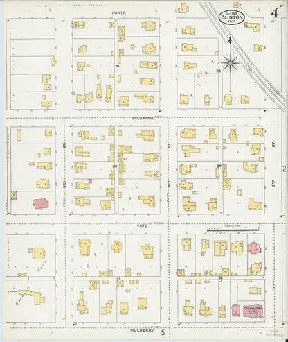 Sanborn Fire Insurance Map from Clinton, Vermillion County, Indiana (1905), Sheet #0004 - Historic Sanborn Fire Insurance Map Print, vintage old map wall art, antique decor, genealogy gift, Indiana Indiana map