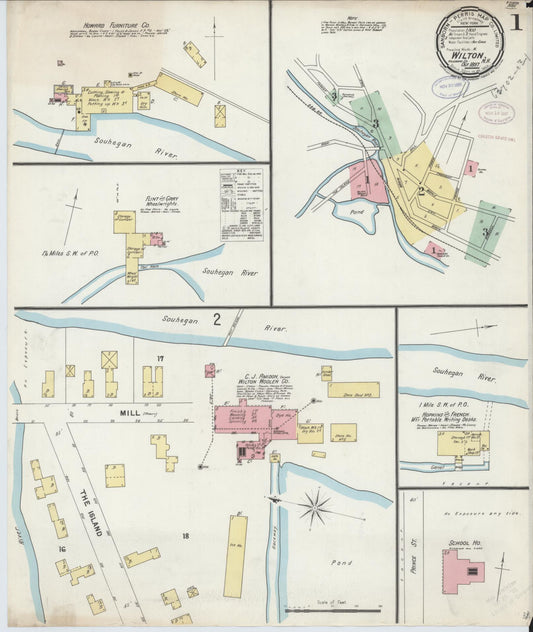 Sanborn Fire Insurance Map from Wilton, Hillsborough County, New Hampshire (1897), Sheet #0001 - Historic Sanborn Fire Insurance Map Print, vintage old map wall art, antique decor, genealogy gift, New Hampshire New Hampshire map