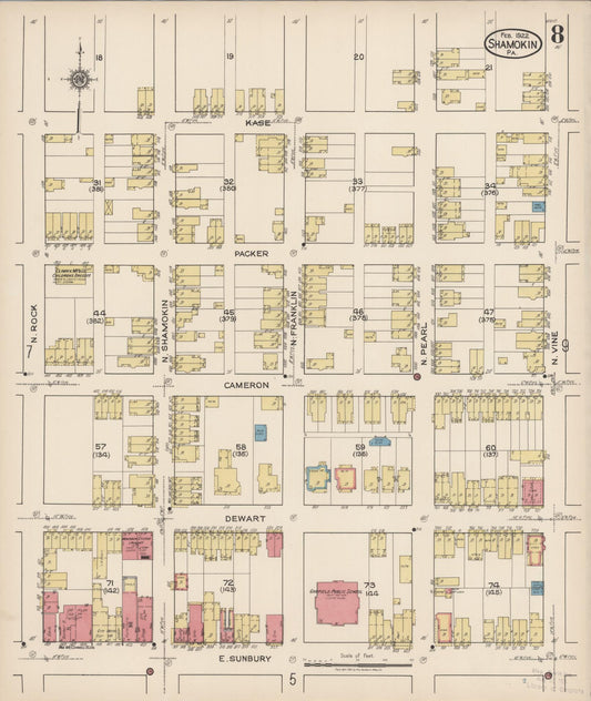 Sanborn Fire Insurance Map from Shamokin, Northumberland County, Pennsylvania (1922), Sheet #0008 - Historic Sanborn Fire Insurance Map Print, vintage old map wall art, antique decor, genealogy gift, Pennsylvania Pennsylvania map
