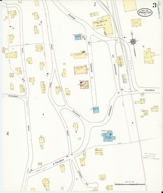 Sanborn Fire Insurance Map from Proctor, Rutland County, Vermont (1910), Sheet #0003 - Historic Sanborn Fire Insurance Map Print, vintage old map wall art, antique decor, genealogy gift, Vermont Vermont map