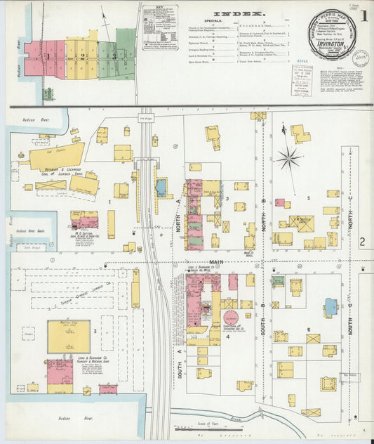 Sanborn Fire Insurance Map from Irvington, Westchester County, New York (1900), Sheet #0001 - Historic Sanborn Fire Insurance Map Print, vintage old map wall art, antique decor, genealogy gift, New York New York map