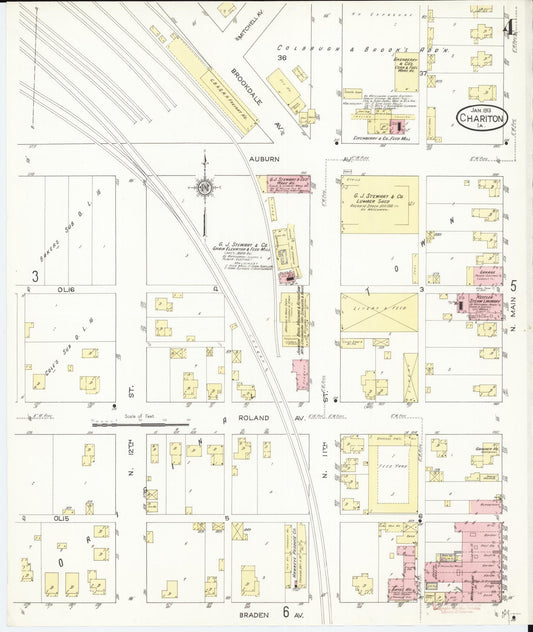 Sanborn Fire Insurance Map from Chariton, Lucas County, Iowa (1913), Sheet #0004 - Historic Sanborn Fire Insurance Map Print, vintage old map wall art
