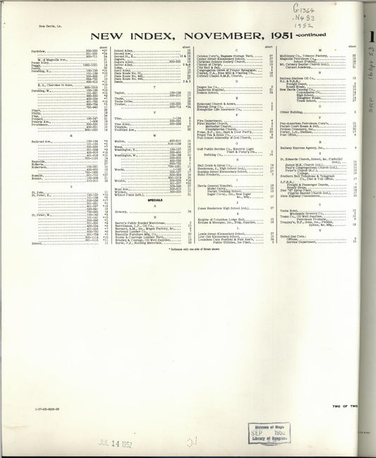 Sanborn Fire Insurance Map from New Iberia, Iberia Parish, Louisiana. (1952) – Historic Sanborn Fire Insurance Map Print
