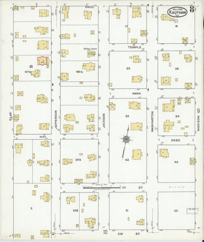 Sanborn Fire Insurance Map from Kaufman, Kaufman County, Texas (1920), Sheet #0008 - Complete Map Set gallery image, historic Sanborn map, vintage wall art, Texas Texas