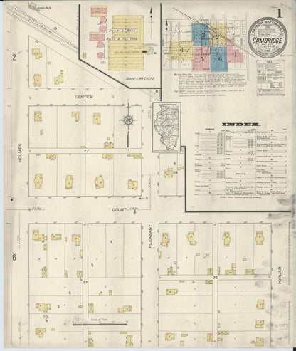 Sanborn Fire Insurance Map from Cambridge, Henry County, Illinois (1913), Sheet #0001 - Complete Map Set gallery image, historic Sanborn map, vintage wall art, Illinois Illinois