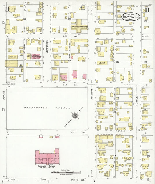 Sanborn Fire Insurance Map from Brownsville, Cameron County, Texas (1926), Sheet #0011 - Historic Sanborn Fire Insurance Map Print, vintage old map wall art, antique decor, genealogy gift, Texas Texas map
