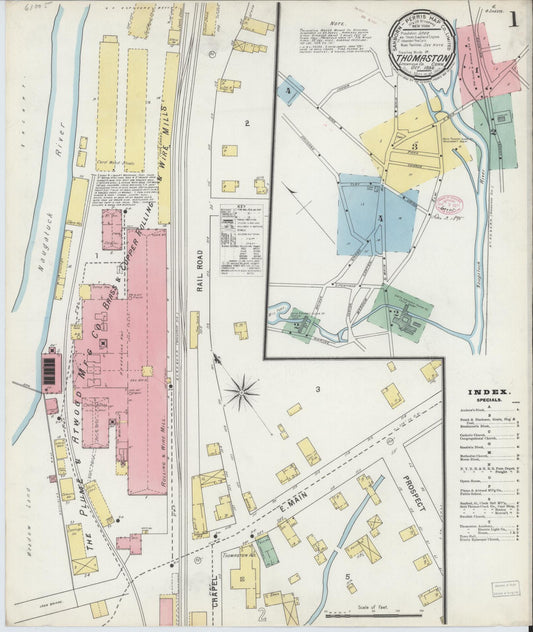 Sanborn Fire Insurance Map from Thomaston, Litchfield County, Connecticut (1895), Sheet #0001 - Complete Map Set gallery image, historic Sanborn map, vintage wall art, Connecticut Connecticut