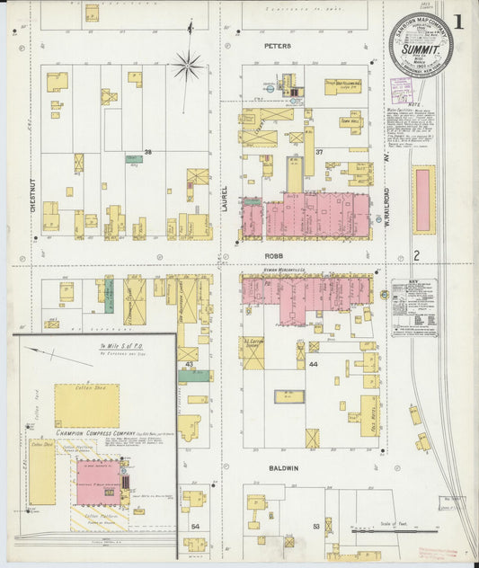 Sanborn Fire Insurance Map from Summit, Pike County, Mississippi (1902), Sheet #0001 - Complete Map Set gallery image, historic Sanborn map, vintage wall art, Mississippi Mississippi