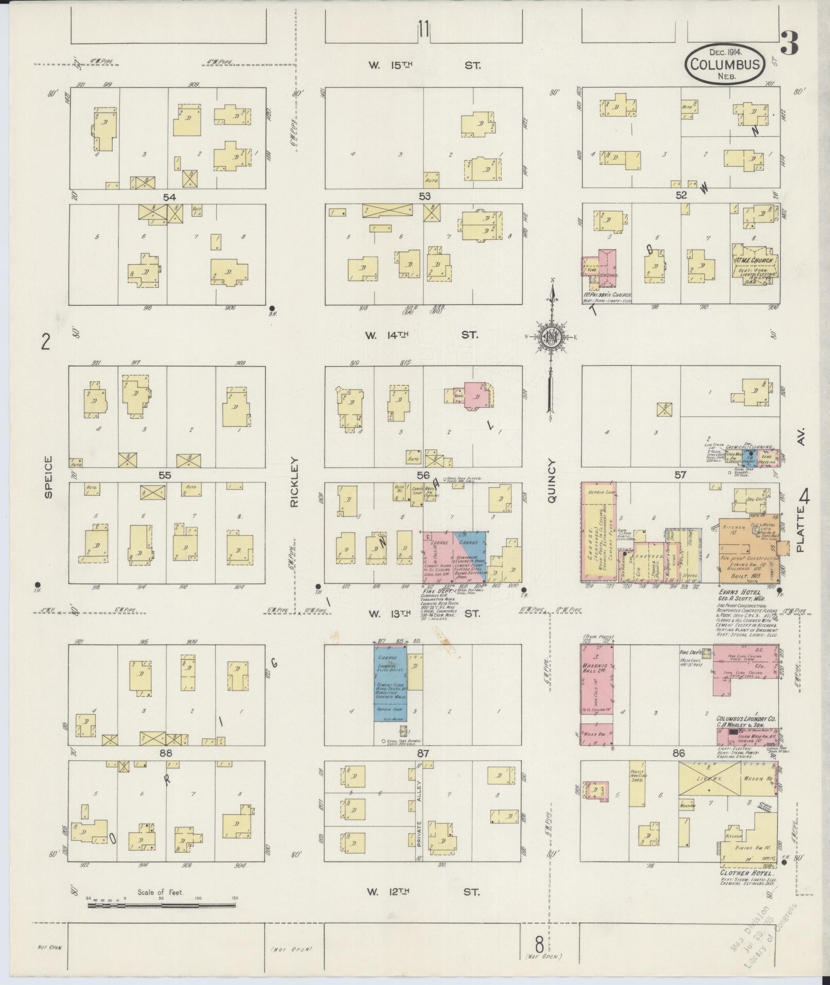 Sanborn Fire Insurance Map from Columbus, Platte County, Nebraska (1914), Sheet #0003 - Complete Map Set gallery image, historic Sanborn map, vintage wall art, Nebraska Nebraska