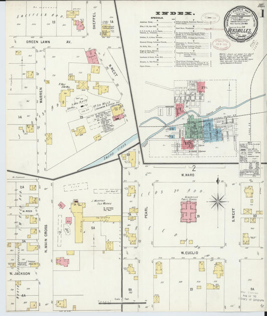 Sanborn Fire Insurance Map from Versailles, Darke County, Ohio (1898), Sheet #0001 - Complete Map Set gallery image, historic Sanborn map, vintage wall art, Ohio Ohio