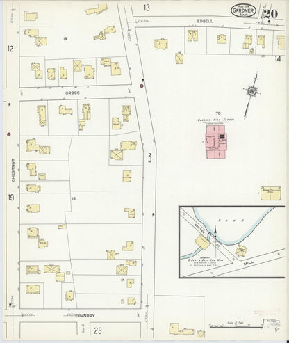 Sanborn Fire Insurance Map from Gardner, Worcester County, Massachusetts (1914), Sheet #0020 - Complete Map Set gallery image, historic Sanborn map, vintage wall art, Massachusetts Massachusetts