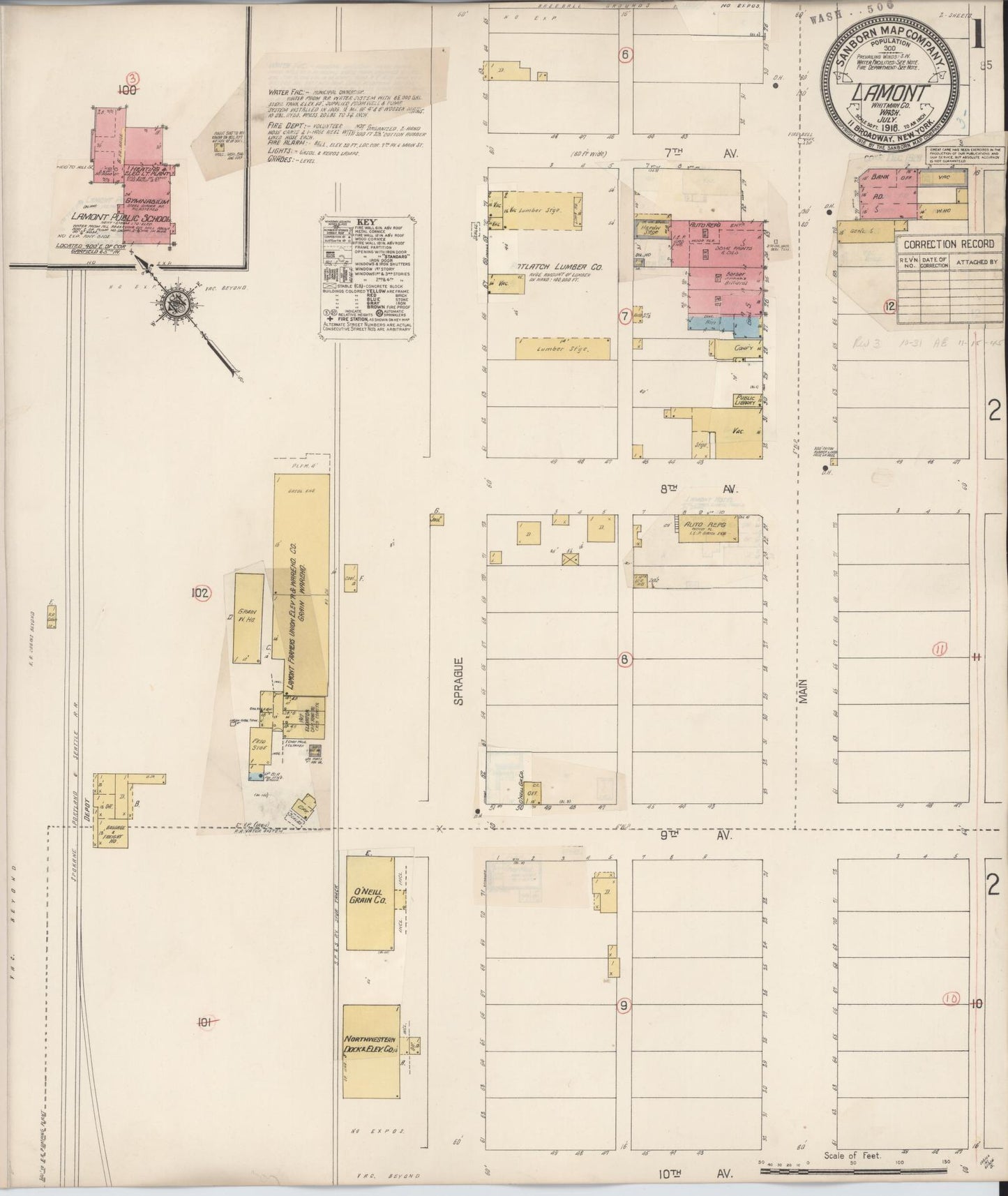Sanborn Fire Insurance Map from Lamont, Whitman County, Washington (1931), Sheet #0001 - Complete Map Set gallery image, historic Sanborn map, vintage wall art, Washington Washington