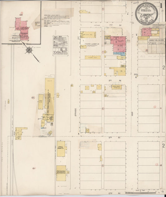 Sanborn Fire Insurance Map from Lamont, Whitman County, Washington (1931), Sheet #0001 - Complete Map Set gallery image, historic Sanborn map, vintage wall art, Washington Washington
