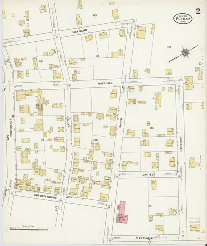Sanborn Fire Insurance Map from Putnam, Windham County, Connecticut (1910), Sheet #0002 - Complete Map Set gallery image, historic Sanborn map, vintage wall art, Connecticut Connecticut