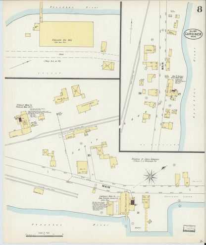 Sanborn Fire Insurance Map from Gardiner, Kennebec County, Maine (1897), Sheet #0008 - Complete Map Set gallery image, historic Sanborn map, vintage wall art, Maine Maine