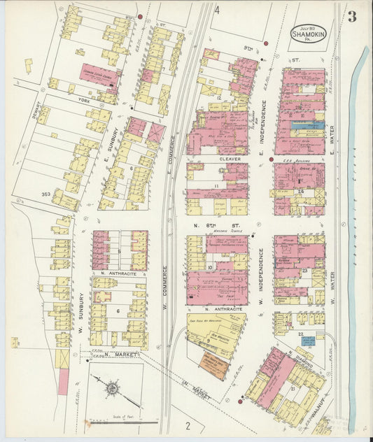 Sanborn Fire Insurance Map from Shamokin, Northumberland County, Pennsylvania (1913), Sheet #0003 - Historic Sanborn Fire Insurance Map Print, vintage old map wall art, antique decor, genealogy gift, Pennsylvania Pennsylvania map