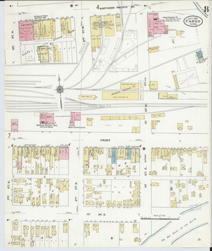 Sanborn Fire Insurance Map from Fargo, Cass County, North Dakota (1910), Sheet #0008 - Complete Map Set gallery image, historic Sanborn map, vintage wall art, North Dakota North Dakota