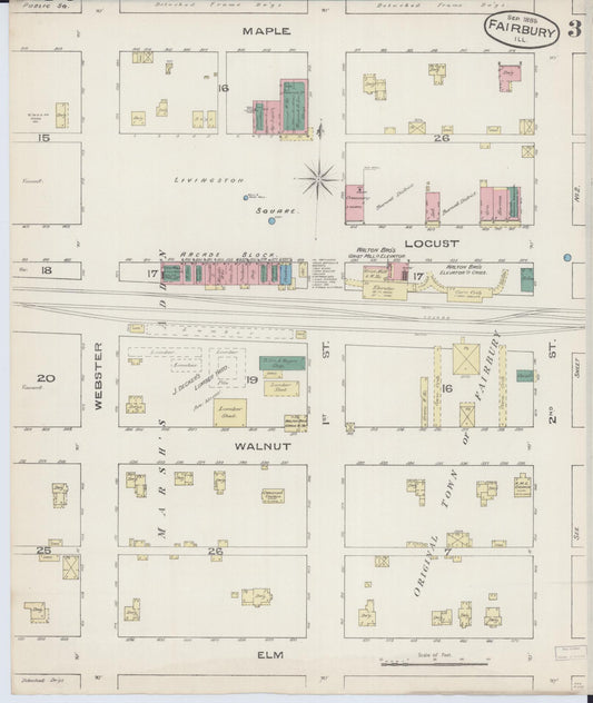 Sanborn Fire Insurance Map from Fairbury, Livingston County, Illinois (1885), Sheet #0003 - Historic Sanborn Fire Insurance Map Print, vintage old map wall art, antique decor, genealogy gift, Illinois Illinois map