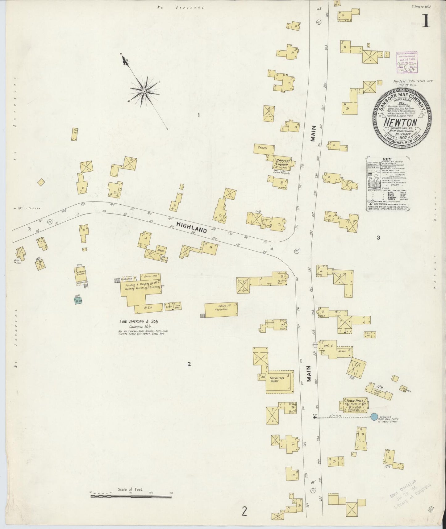 Sanborn Fire Insurance Map from Newton, Rockingham County, New Hampshire. (1907) – Historic Sanborn Fire Insurance Map Print
