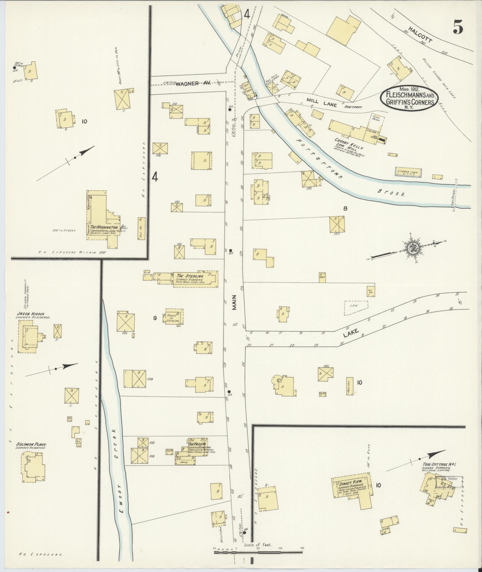 Sanborn Fire Insurance Map from Fleischmanns, Delaware County, New York (1912), Sheet #0005 - Complete Map Set gallery image, historic Sanborn map, vintage wall art, Fleischmanns Delaware
