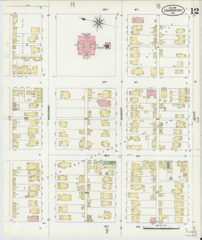 Sanborn Fire Insurance Map from Logansport, Cass County, Indiana (1906), Sheet #0012 - Complete Map Set gallery image, historic Sanborn map, vintage wall art, Indiana Indiana