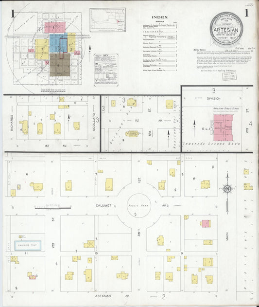 Sanborn Fire Insurance Map from Artesian, Sanborn County, South Dakota. (1930) – Historic Sanborn Fire Insurance Map Print