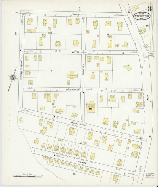 Sanborn Fire Insurance Map from Winchester, Middlesex County, Massachusetts (1916), Sheet #0003 - Historic Sanborn Fire Insurance Map Print, vintage old map wall art, antique decor, genealogy gift, Massachusetts Massachusetts map