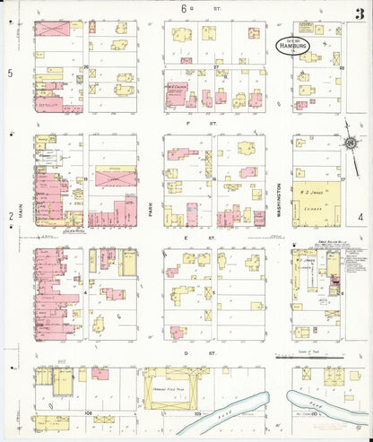 Sanborn Fire Insurance Map from Hamburg, Fremont County, Iowa (1911), Sheet #0003 - Historic Sanborn Fire Insurance Map Print