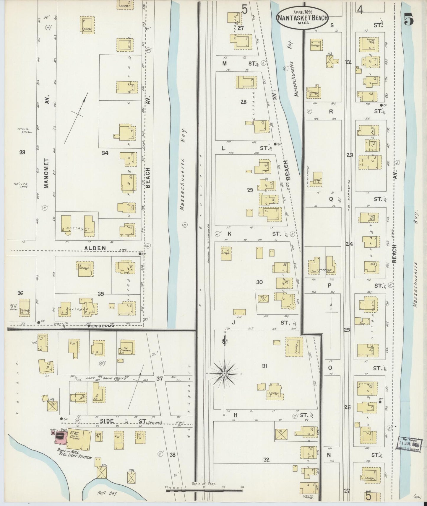 Sanborn Fire Insurance Map from Nantasket Beach, Plymouth County, Massachusetts (1898), Sheet #0005 - Complete Map Set gallery image, historic Sanborn map, vintage wall art, Massachusetts Massachusetts