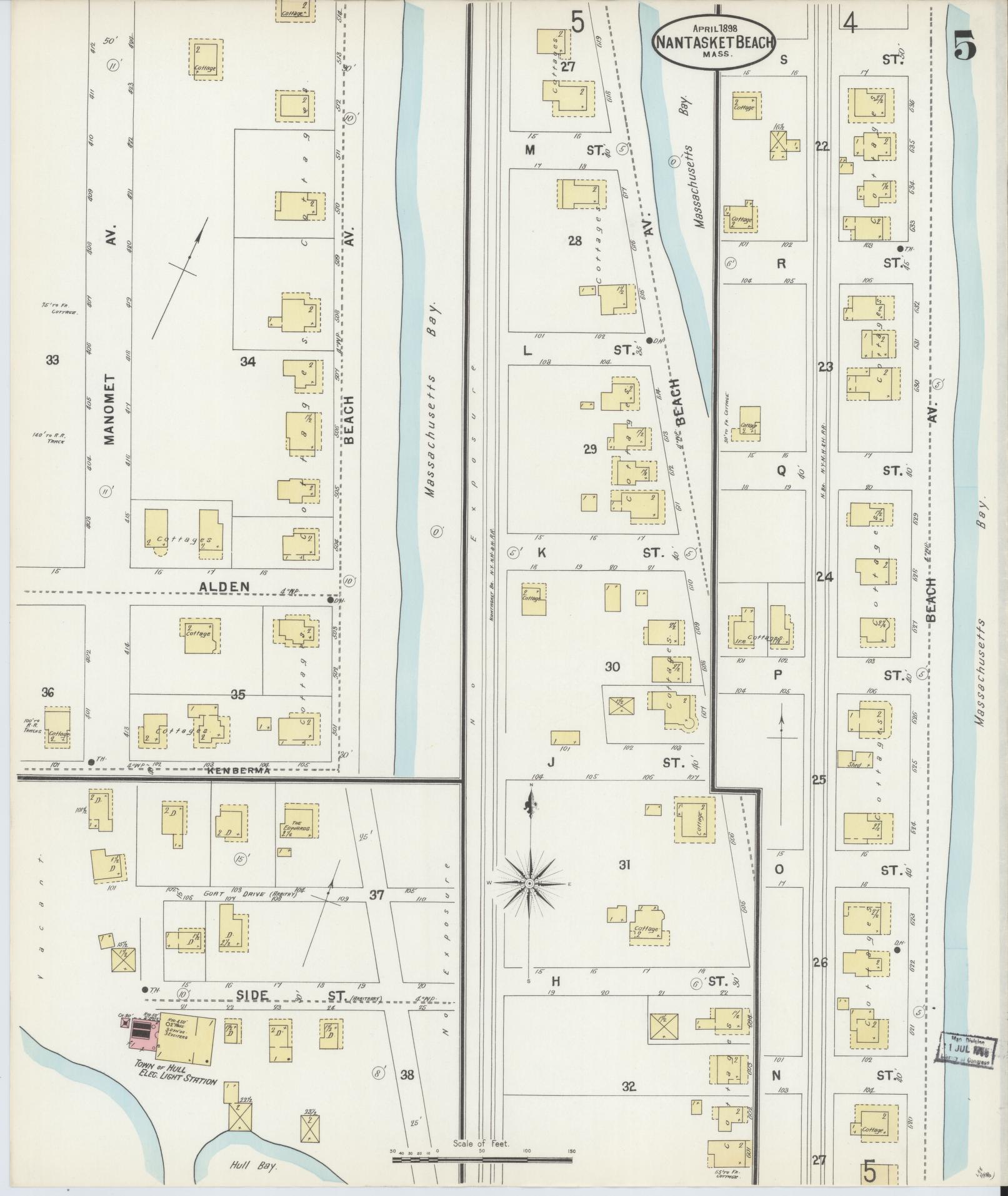 Sanborn Fire Insurance Map from Nantasket Beach, Plymouth County, Massachusetts (1898), Sheet #0005 - Complete Map Set gallery image, historic Sanborn map, vintage wall art, Massachusetts Massachusetts