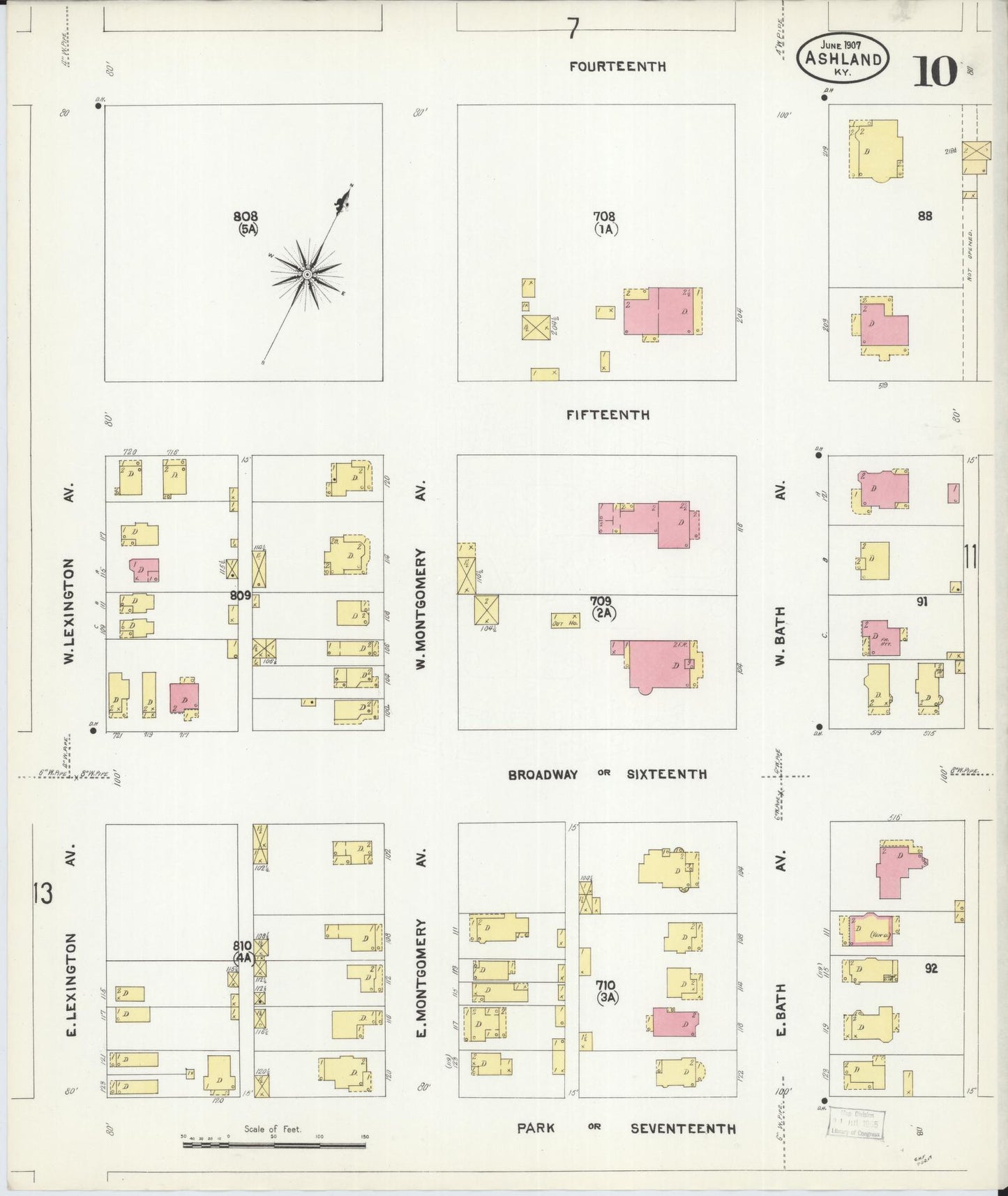 Sanborn Fire Insurance Map from Ashland, Boyd County, Kentucky (1907), Sheet #0010 - Complete Map Set gallery image, historic Sanborn map, vintage wall art, Kentucky Kentucky