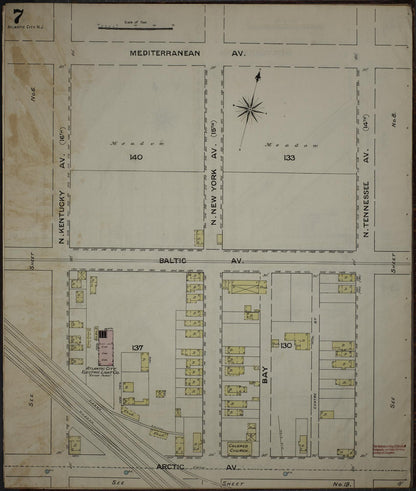 Sanborn Fire Insurance Map from Atlantic City, Atlantic County, New Jersey (1886), Sheet #0007 - Complete Map Set gallery image, historic Sanborn map, vintage wall art, New Jersey New Jersey