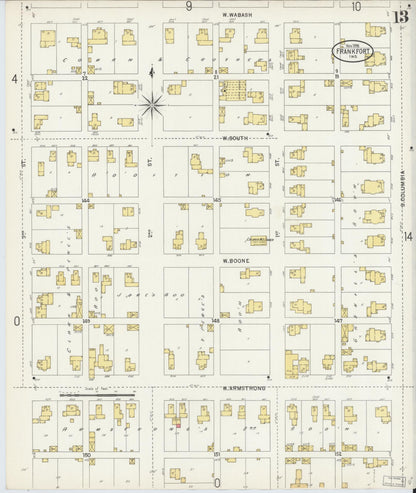 Sanborn Fire Insurance Map from Frankfort, Clinton County, Indiana (1898), Sheet #0013 - Historic Sanborn Fire Insurance Map Print, vintage old map wall art, antique decor, genealogy gift, Indiana Indiana map
