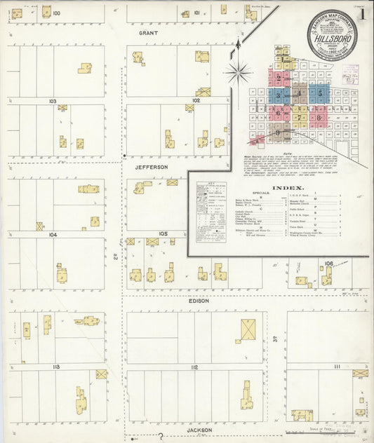 Sanborn Fire Insurance Map from Hillsboro, Washington County, Oregon (1902), Sheet #0001 - Complete Map Set gallery image, historic Sanborn map, vintage wall art, Oregon Oregon