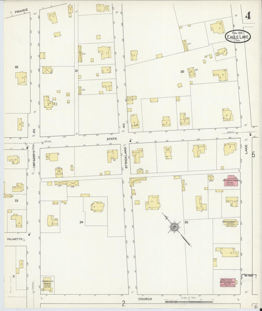 Sanborn Fire Insurance Map from Eagle Lake, Colorado County, Texas (1912), Sheet #0004 - Historic Sanborn Fire Insurance Map Print, vintage old map wall art, antique decor, genealogy gift, Eagle Lake Colorado map