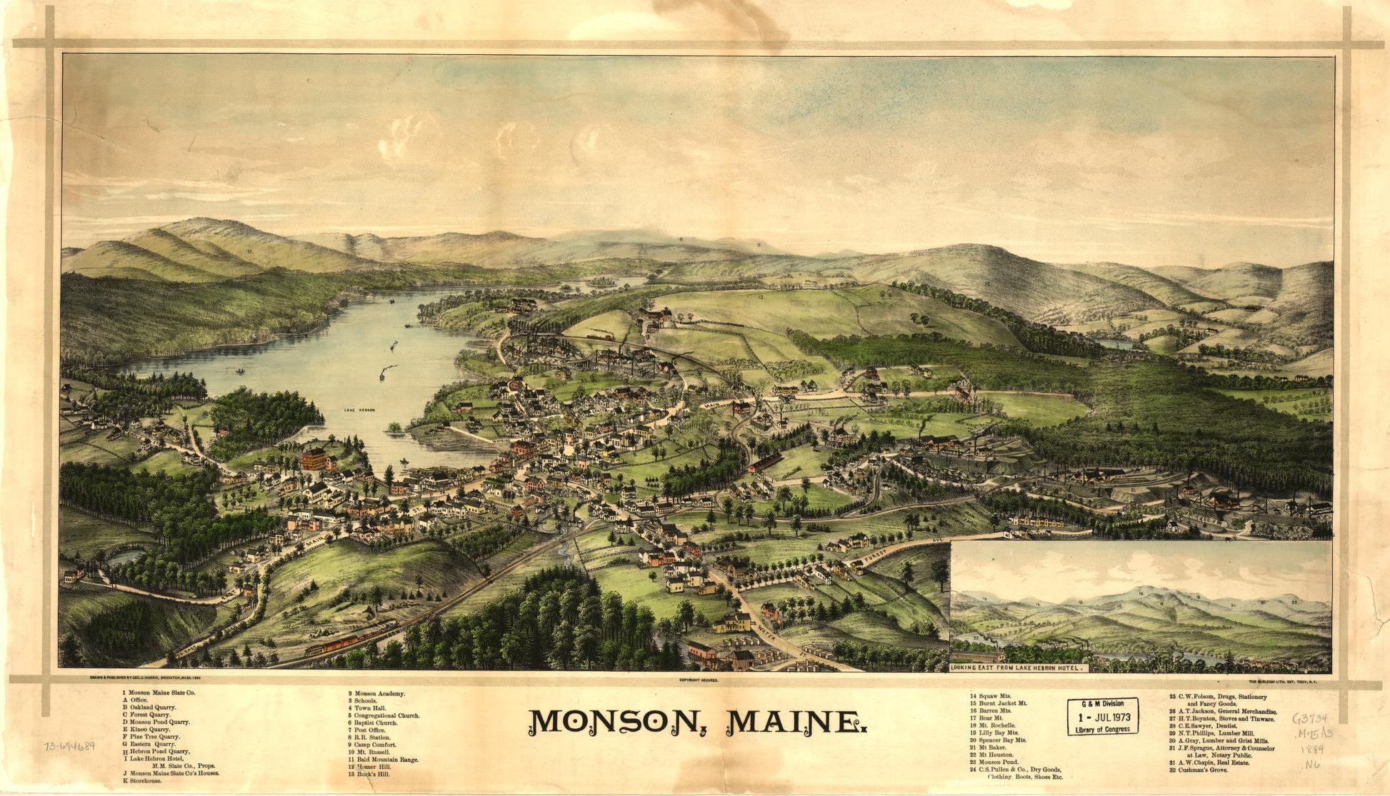 Monson, Maine. (1889) – Historic Bird’s-Eye View Panorama Print