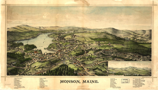 Monson, Maine. (1889) – Historic Bird’s-Eye View Panorama Print