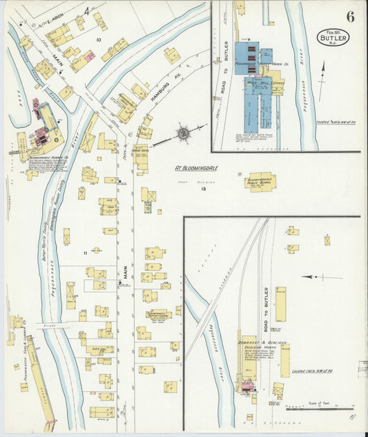 Sanborn Fire Insurance Map from Butler, Morris County, New Jersey (1911), Sheet #0006 - Historic Sanborn Fire Insurance Map Print, vintage old map wall art, antique decor, genealogy gift, New Jersey New Jersey map