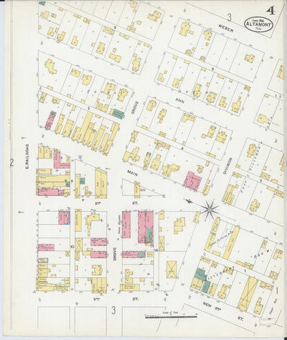 Sanborn Fire Insurance Map from Altamont, Effingham County, Illinois (1906), Sheet #0004 - Complete Map Set gallery image, historic Sanborn map, vintage wall art, Illinois Illinois