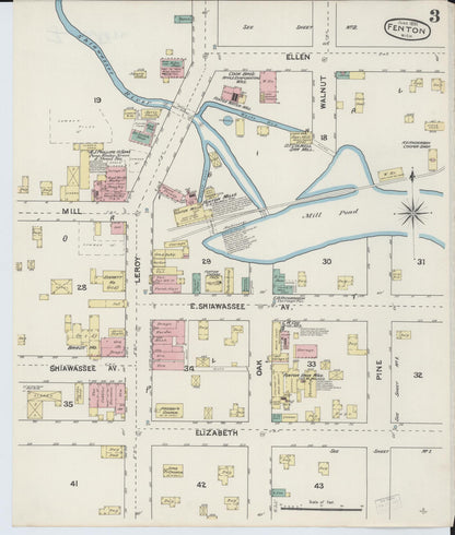 Sanborn Fire Insurance Map from Fenton, Genesee County, Michigan (1890), Sheet #0003 - Complete Map Set gallery image, historic Sanborn map, vintage wall art, Michigan Michigan