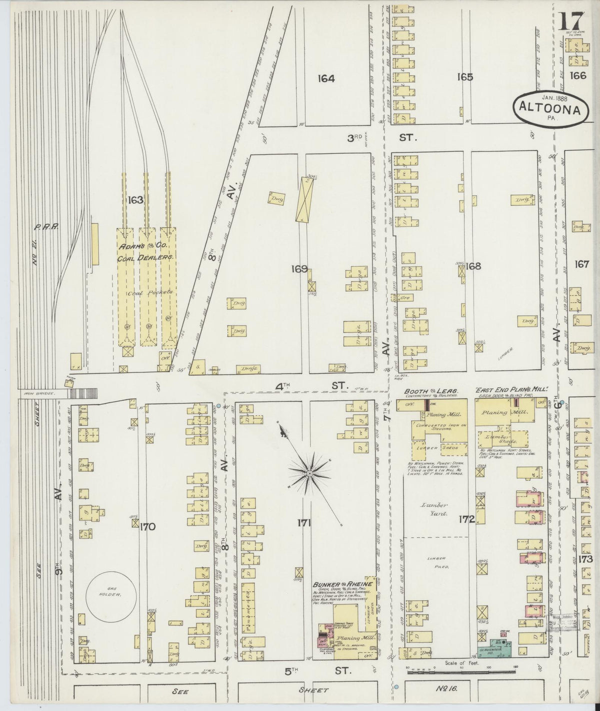 Sanborn Fire Insurance Map from Altoona, Blair County, Pennsylvania (1888), Sheet #0017 - Complete Map Set gallery image, historic Sanborn map, vintage wall art, Pennsylvania Pennsylvania