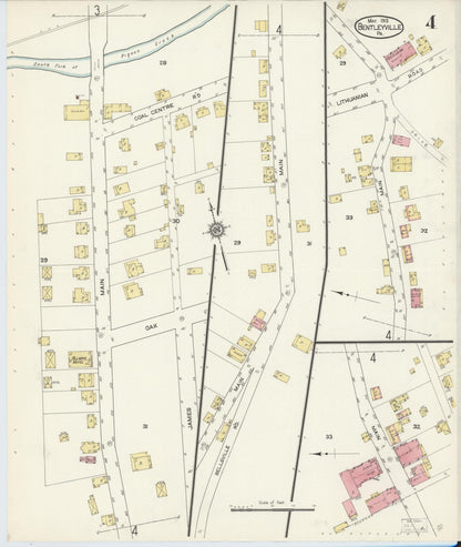 Sanborn Fire Insurance Map from Bentleyville, Washington County, Pennsylvania (1913), Sheet #0004 - Historic Sanborn Fire Insurance Map Print, vintage old map wall art, antique decor, genealogy gift, Pennsylvania Pennsylvania map
