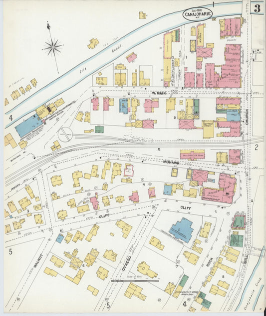 Sanborn Fire Insurance Map from Canajoharie, Montgomery County, New York (1902), Sheet #0003 - Historic Sanborn Fire Insurance Map Print, vintage old map wall art, antique decor, genealogy gift, New York New York map