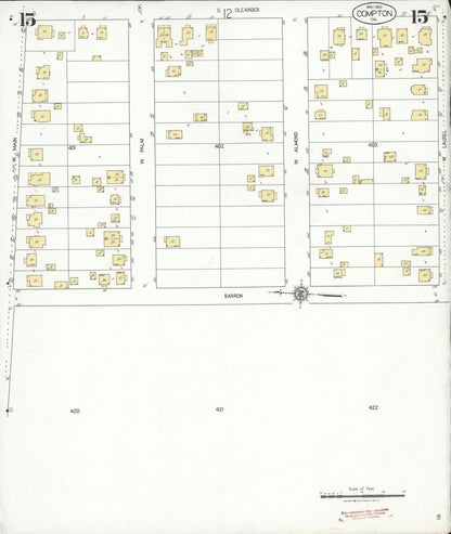 Sanborn Fire Insurance Map from Compton, Los Angeles County, California (1925), Sheet #0015 - Complete Map Set gallery image, historic Sanborn map, vintage wall art, California California
