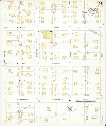 Sanborn Fire Insurance Map from Atlantic, Cass County, Iowa (1908), Sheet #0009 - Historic Sanborn Fire Insurance Map Print
