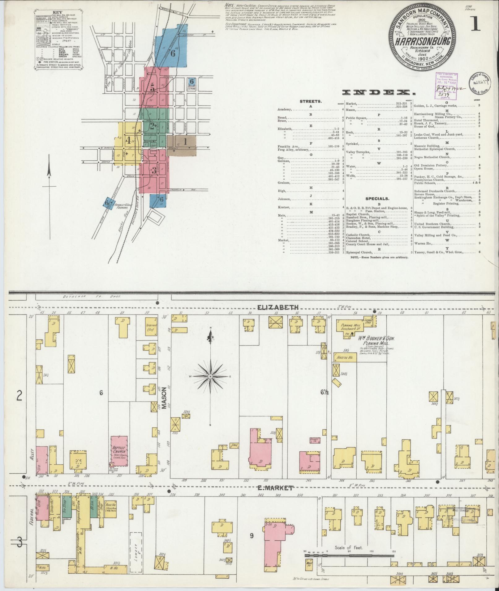 Sanborn Fire Insurance Map from Harrisonburg, Independent Cities, Virginia. (1902) – Historic Sanborn Fire Insurance Map Print