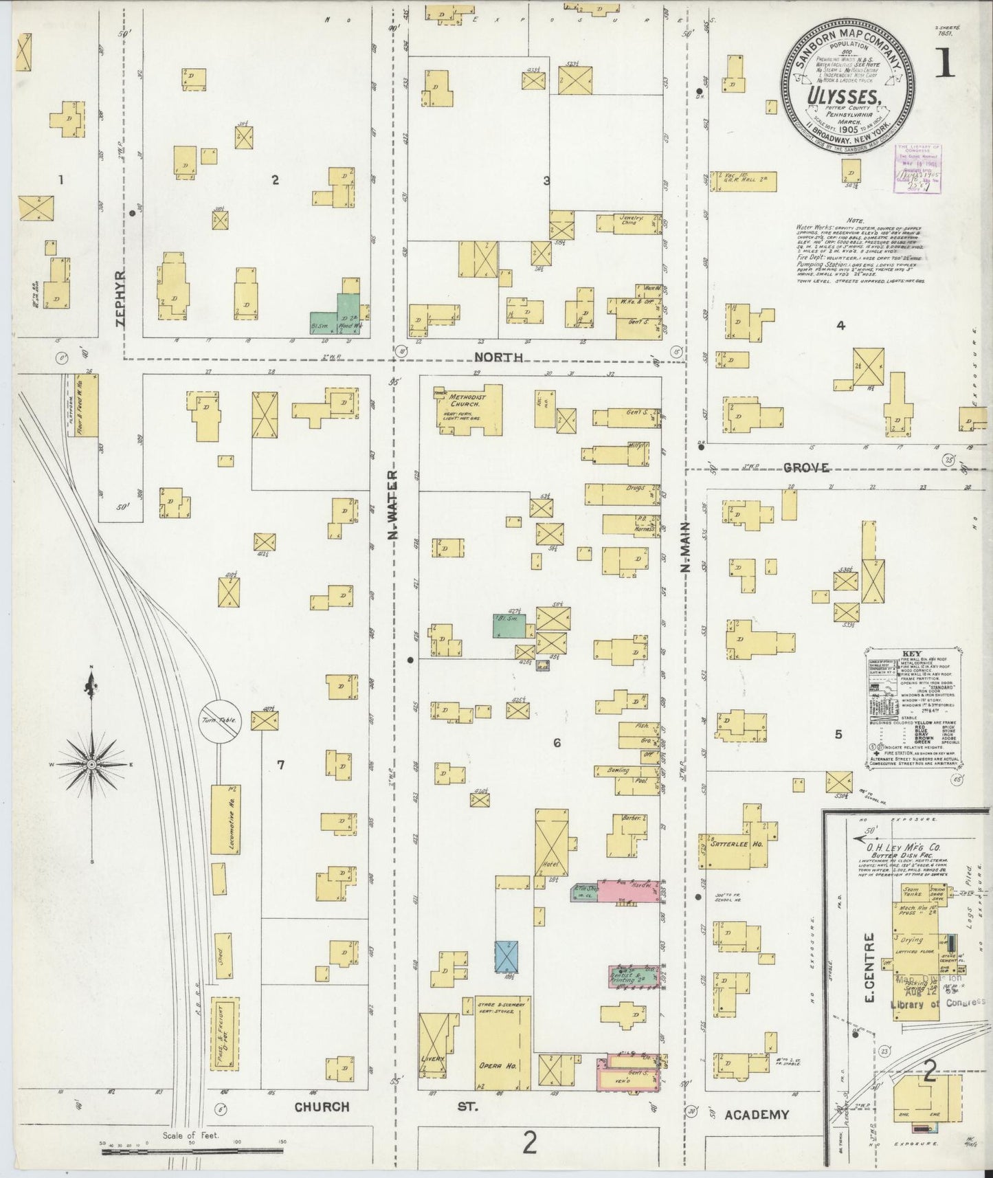 Sanborn Fire Insurance Map from Ulysses, Potter County, Pennsylvania (1905), Sheet #0001 - Complete Map Set gallery image, historic Sanborn map, vintage wall art, Pennsylvania Pennsylvania