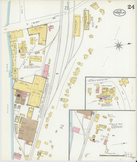 Sanborn Fire Insurance Map from Franklin, Venango County, Pennsylvania (1906), Sheet #0024 - Historic Sanborn Fire Insurance Map Print, vintage old map wall art, antique decor, genealogy gift, Pennsylvania Pennsylvania map