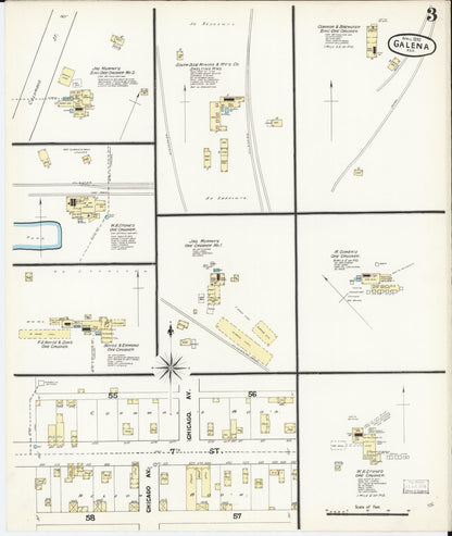 Sanborn Fire Insurance Map from Galena, Cherokee County, Kansas (1890), Sheet #0003 - Complete Map Set gallery image, historic Sanborn map, vintage wall art, Kansas Kansas